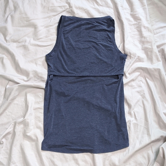 Exposed Back Workout Tank Top Blue - Picture 3 of 3